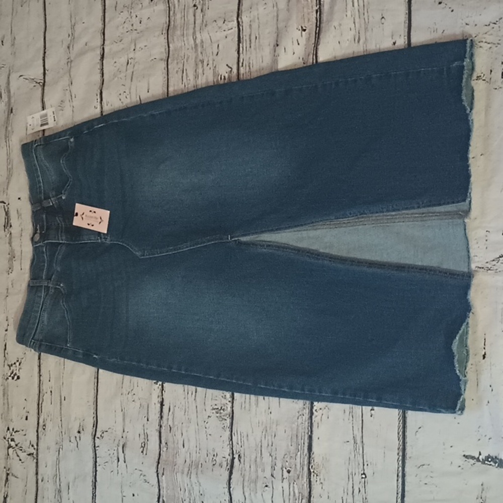 Nanette Nanette Lepore Med Wash Denim Front Vent Maxi Skirt 4 NWT